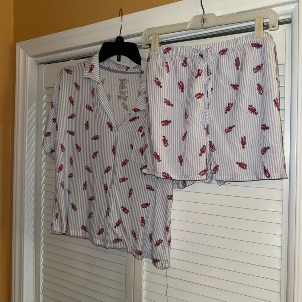 Striped Pajama Set with Red Accents